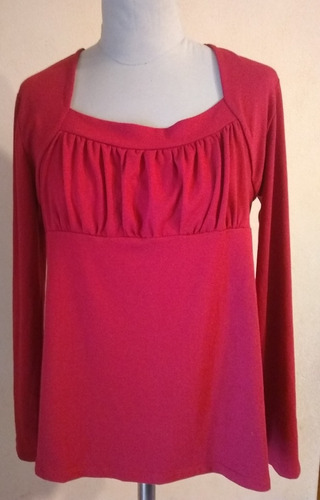 Blusa Mujer Talle 4 Roja Con Mangas Buen Estado!!!