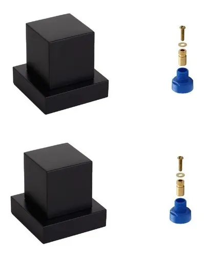 comprar 2 Acabamento Registro Quadrado 1\u002F2-3\u002F4 +adaptador Docol Cor Preto