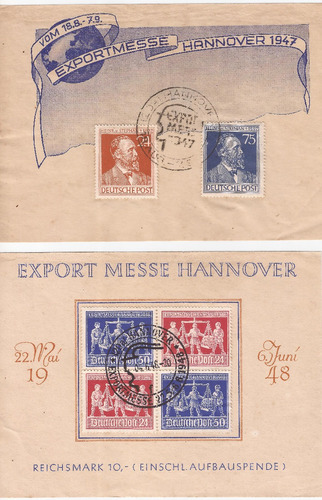 Bloco Alemanha Feira De Hannover 1948 2 Unidades
