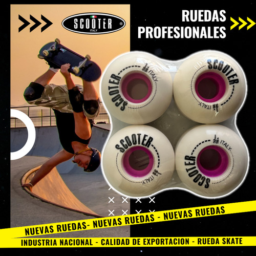 Pack X4 Ruedas Skate Profesional Scooter Italy 52mm Uretano 95a