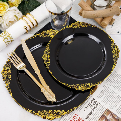 Gv Vajilla Plástico Fiesta Platos Desechables Reutilizable