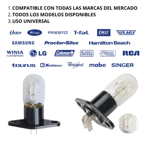 Foco Para Horno De Microondas Uso Universal 10a 125v