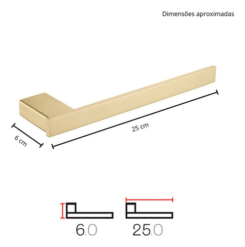 Porta Toalha De Rosto Dourado Quadrado Moderno Lexxa Lx7161g