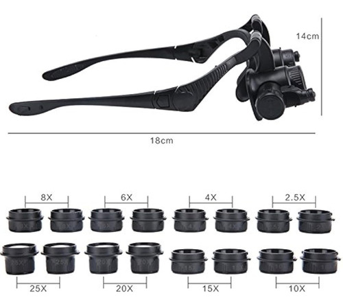 Lupa Para Reparacion De Relojes Con Luz Led 8 Lentes