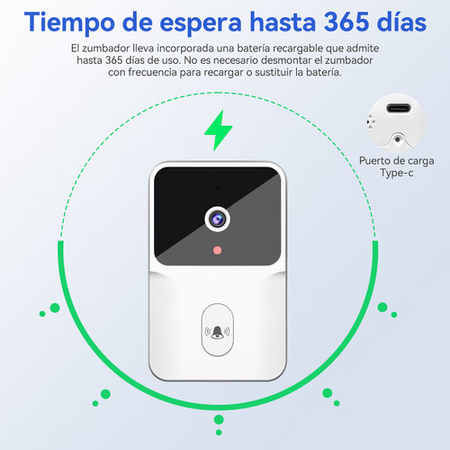 Timbre Inteligente Inalámbrico Tensky M306WTE Con Cámara 1 Transmiso 1 Rec Blanco Visión Nocturna Por Infrarrojos Videollamadas Interactivas En Tiempo Real color blanco
