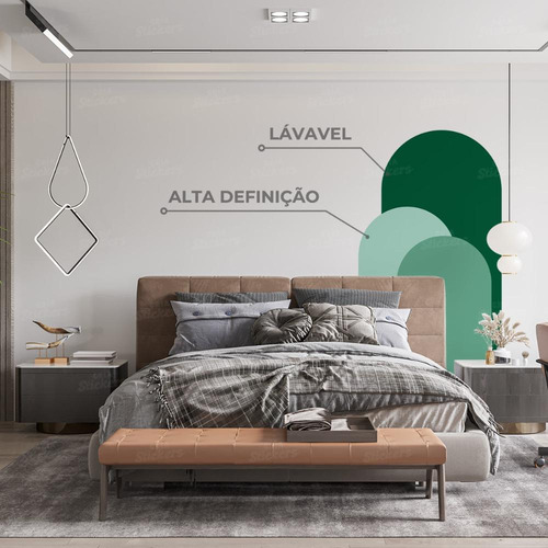 Adesivo Decorativo Ambiente Interno Parede Quarto Tons Verde