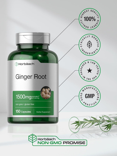 Cápsulas De Raiz De Gengibre Horbäach 1500 Mg | 150 Comprimi