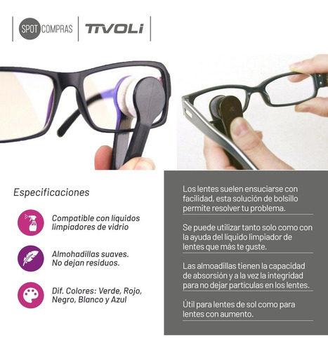 Imagen 5 de 8 de Pinza Limpiador Lentes Anteojos Gafas Microfibra X 5 Unid