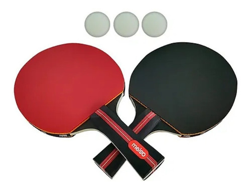 Set 2 Paletas 3 Pelotas De Ping-pong Meiso Spalpp Madera