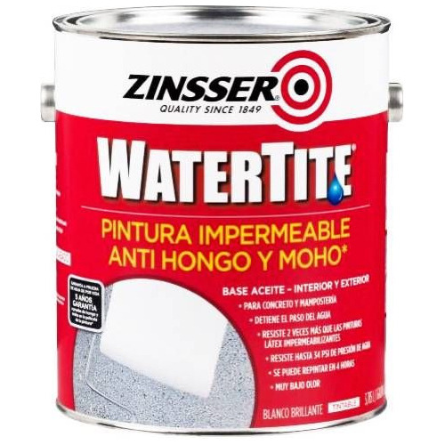 Pintura Hidrófuga Anti Hongo Y Moho Zinsser Watertite 3.785l