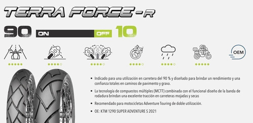 Cubierta Trasera 130/80-17 Mitas Terra Force-r 90/10 On/off