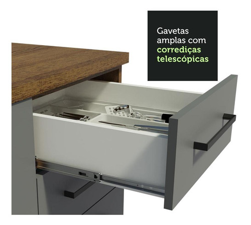 Armário Cozinha Completa 250cm Rustic/cinza Agata Madesa 01