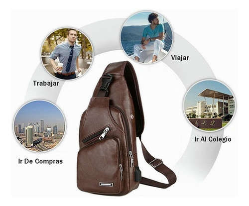 Bolso Bandolera Antirrobo Para Hombre Con Puerto De Carga