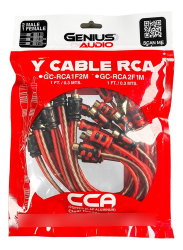 Cable Rct Tipo Y 1f-2m Con 8 Unidades + Regalo Cable Aux Rojo