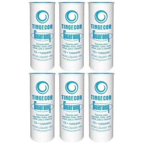 Tinta Tecido Tingecor Guarany 40g (6 Unidades) Azul Turquesa