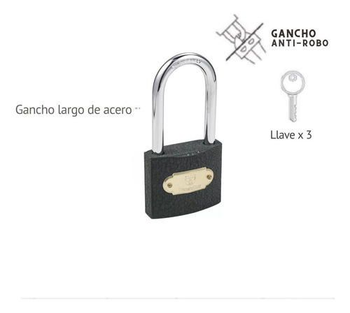 Candado Cuerpo Hierro Fumetax Gancho Largo 38mm