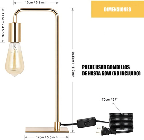 Imagen 4 de 7 de Lampara De Mesa De Noche Color Cobre Modelo Polo