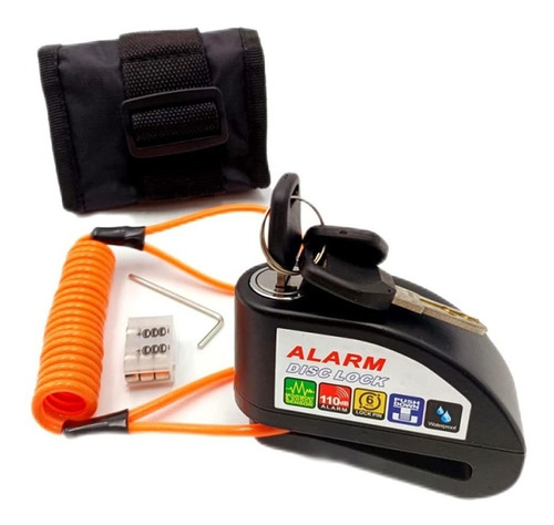 Candado De Disco Con Alarma Para Moto+cadena Casco+estuche