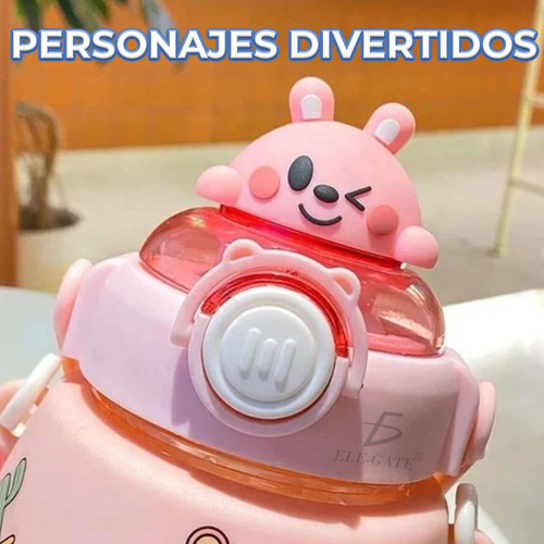 Botella Cantimplora Agua Diseño Oso Kawaii Infantil 950 Ml Color Rosa Ele-Gate VAS.44.2