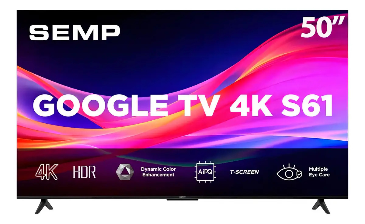 Smart Tv Semp 50 Polegadas Led 4k S61 Wifi Bluetooth Google Tv 3 Hdmi Hdr10 Dolby Audio 50s61