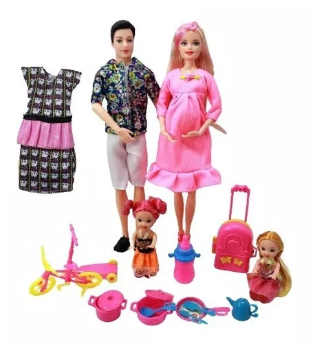 Boneca barbie gravida mae e pai