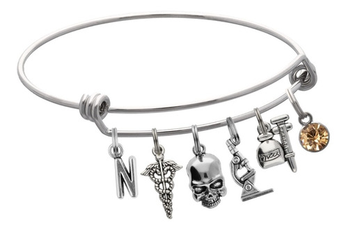 Pulsera Patólogo Médico Dije Inicial Letra Caduceo Cráneo