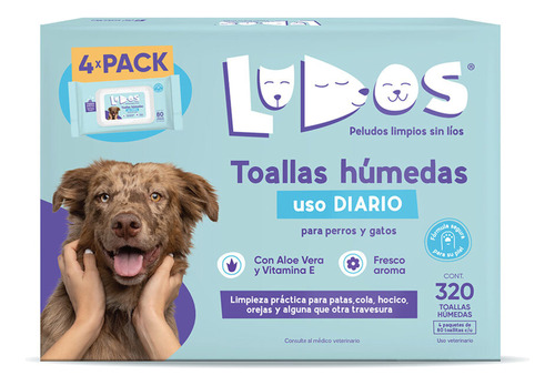 Toallitas Húmedas Para Mascotas 4 Pack 80 Pzas C/u Ludos