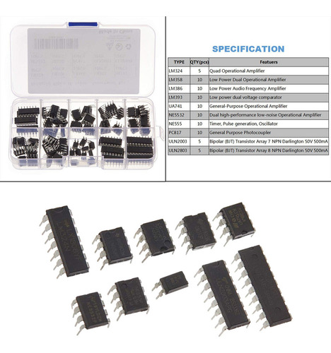 85 Piezas De Chips Ic Uln2803 Pc817 Ne5532 Opamp Ua741