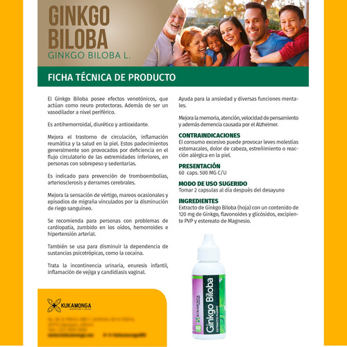 Extracto Fluido 100% Natural - 60 Ml Gikgo Biloba
