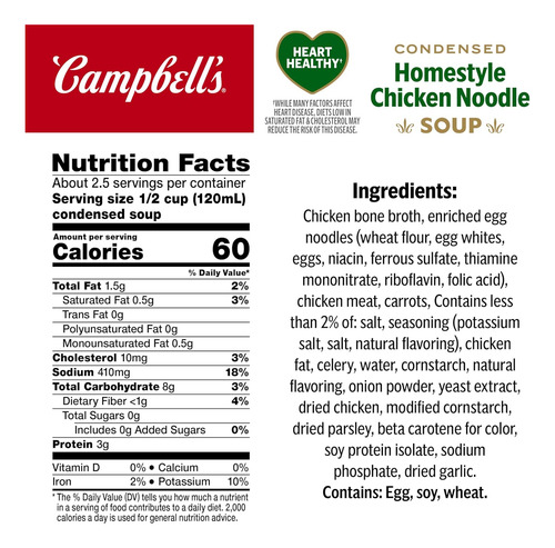 Campbells Sopa Casera Saludable Fideos Pollo 298g