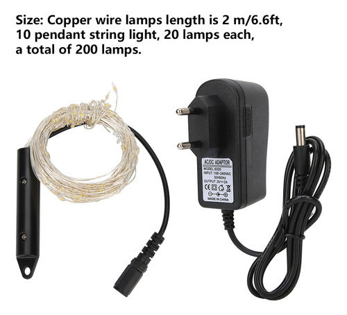 Cadena Led De Alambre De Cobre Flexible De 2 M Y 200 Led Par