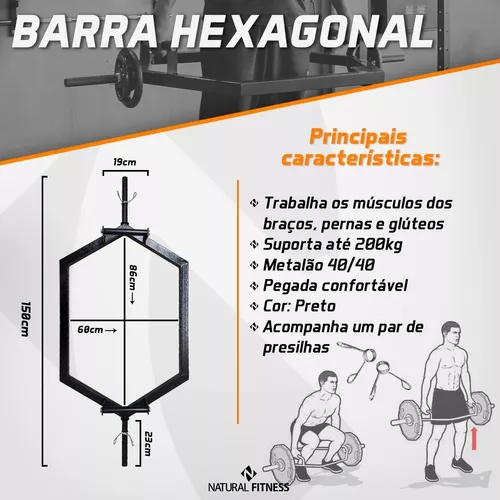 Barra Hexagonal Terra Cromada / Agachamento Levantamento