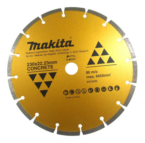 Disco De Diamante Makita A-84137 9 PuLG Para Concreto Color Dorado