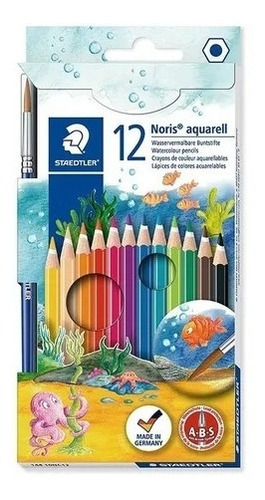 Lapices Colores Acuarelables X 12 Noris Staedtler + Pincel 