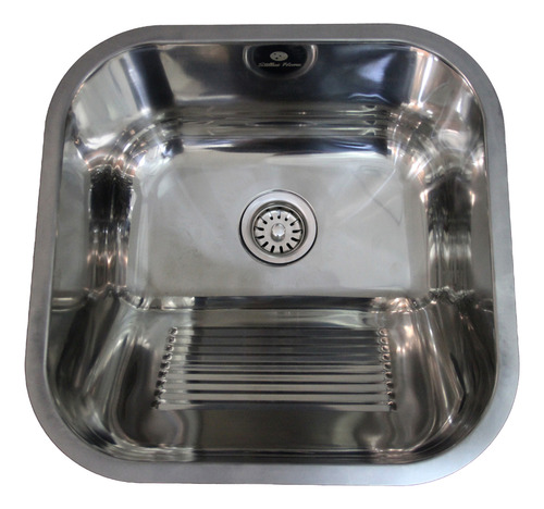 Tanque Lavanderia 44x44 Aço Inox 304 Brilhante Com Válvula