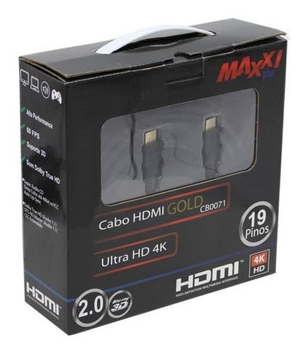 Cabo Hdmi  Maxxi Plus  2.0 4k 20 Metros 