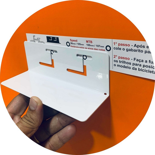 Imagem 4 de 10 de Suporte Bike Parede Com Furo P/ Cadeado + Suporte P Capacete