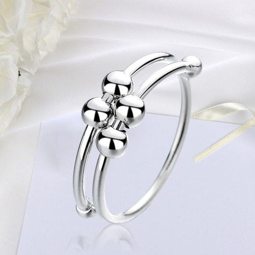 Anillo Con Cuentas Redondo Spinner Anillo Anti-ansiedad