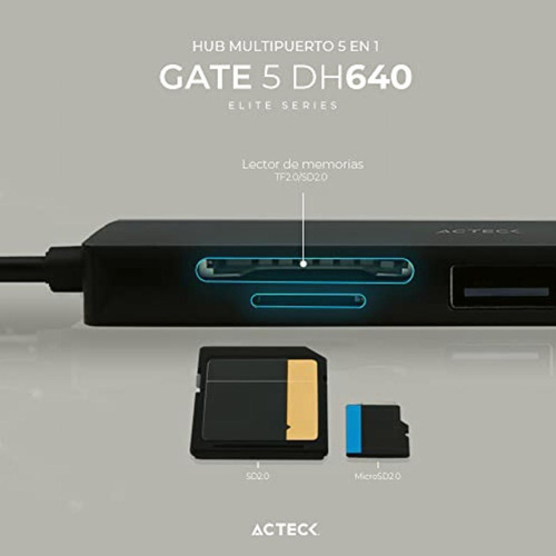 Hub Usb C 5 En 1 Gate 5 Dh640 4khdmi + 1xusb A 3.0 + 1xusb A