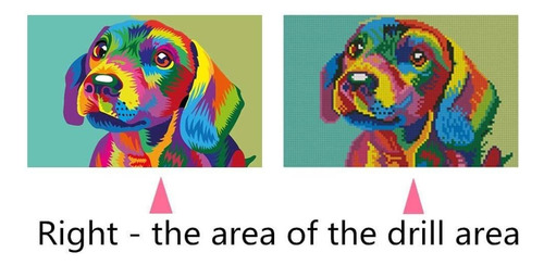 E Kit De Pintura Con Diamantes 5d Perro De Colores 40x30cm
