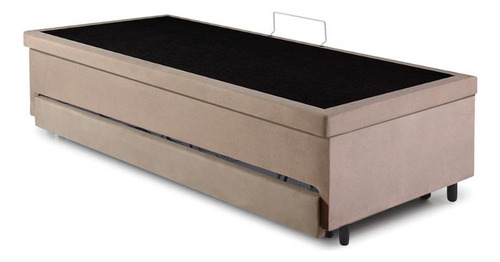 Bicama Box Com Baú Solteirão Suede 96x203 E Colchão Auxiliar Cor Bege