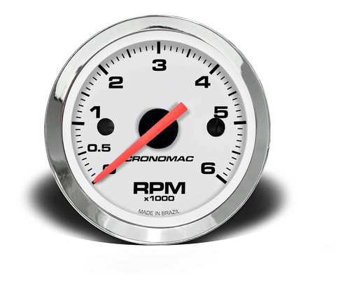 Contagiros Manometro 52mm 6000 Rpm Diesel - Croma Branco