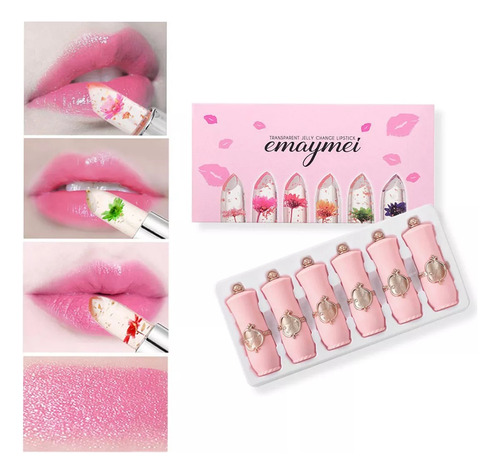 Brillo De Labios Bright Flower Crystal Jelly Lip Gloss Set B