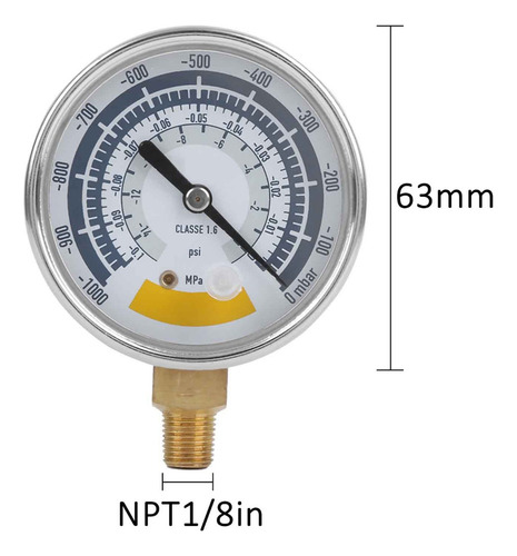 . Manómetro Para Bomba De Vacío, Conector Npt De 0,14 Psi,
