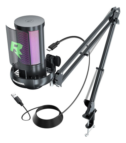 Kit Micrófono Usb Rgb - Condensador Con Soporte Y Filtro Pop