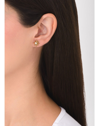 Arete Sol Nuevo 4 Baños De Oro 18 K Joyería Nice Pendientes (Usado)