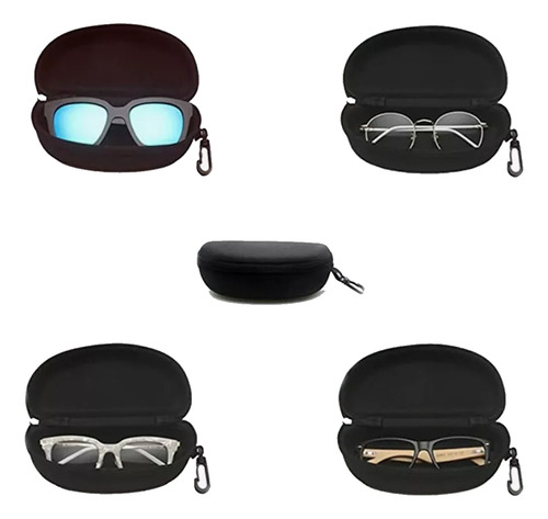 Ryscom Estuche Rigido Afelpado Con Cierre Para Gafas De Sol Con Paño Suave De Limpieza De Calidad Bolsa De Tela Fina Correja Ajustable De 60cm Con Puntas De Sulicona Para Sujeccion Color Negro