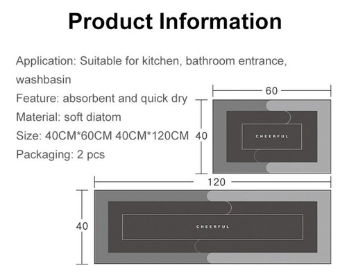 Tapete De Cozinha Absorvente De Água E Fácil De Limpar, Anti
