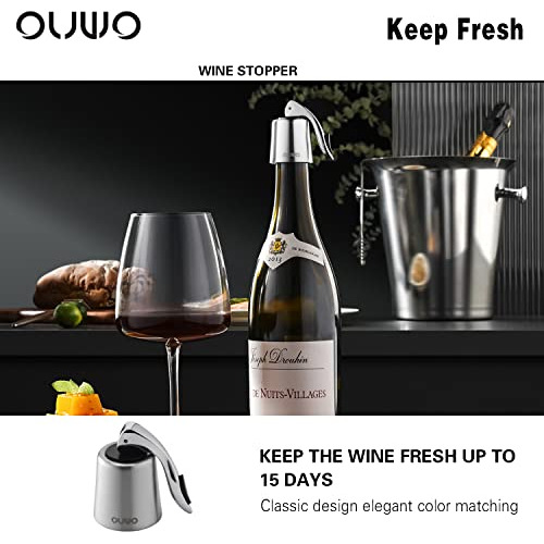 Tapn De Vino De Acero Inoxidable Ouwo, Hermtico Y Reutilizab