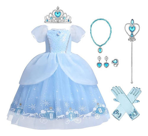 Disfraz Princesa Para Niñas Vestido Tul Accesorios Para Cump